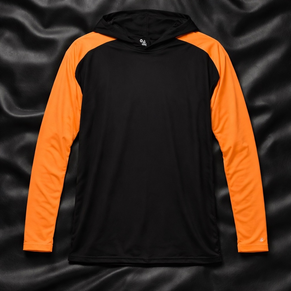 Men's Black and Orange Hoodie by Champion
